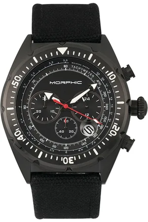 Morphic Mens M53 Series Chronograph Fiber-Weaved Leather-Band Watch w/Date - Stainless Steel - One Size