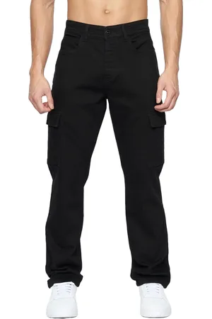 Crosshatch Mens Kremtap Cargo Jeans (Solid Black) - - Size 38 Regular