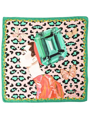 DEE OCLEPPO Womens Green Leopard Silk Scarf - - One Size