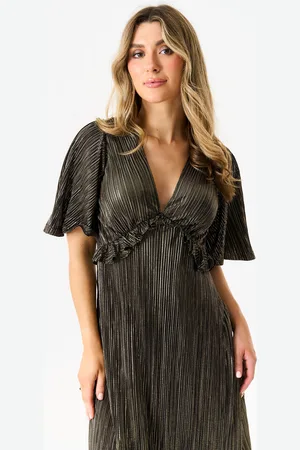 Gini London Womens Metallic Plisse Maxi Dress - Size 12 UK