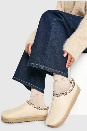 Boohoo Womens Embroidered Cosy Mules - - Size UK 8