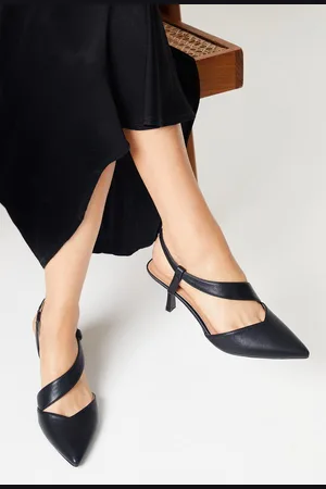 wallis Womens Evelyn Asymmetric Slingback Kitten Heel Court Shoes - - Size UK 5