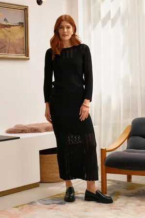 Izabel London Womens High Waist Crochet Knit Midi Skirt - Size 8 UK