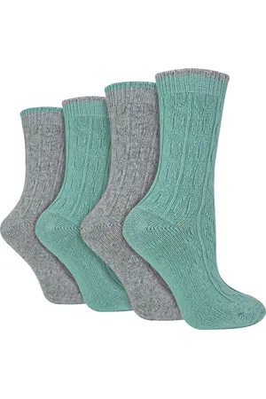Wild Feet Womens 4 Pack Ladies Cable Knit Socks