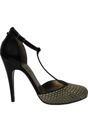 Lanvin Pre-owned Womens Snake Print T-Strap Heels in Multicolor Leather - - Size UK 5