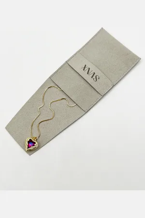 SVNX Womens Pink Stone Heart Necklace In a Diamante Setting - - One Size