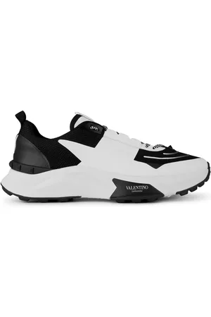 VALENTINO Mens Low Top True Act Mesh Trainers in White Black - - Size UK 6