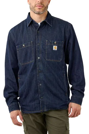 Carhartt Mens Denim Fleece Lined Snap Front Shirt - - Size 2XL