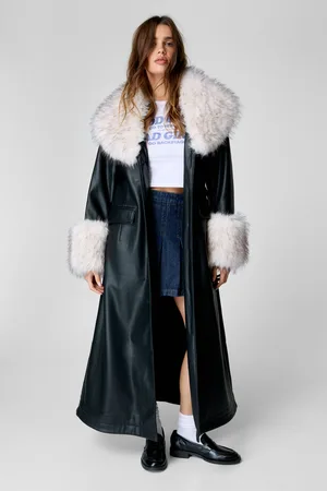 NASTY GAL Womens Plush Tipped Fur Maxi Coat - - Size 6 UK