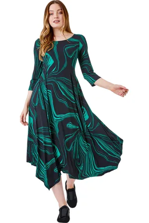 Roman Womens Abstract Marble Print Midi Dress - - Size 10 UK