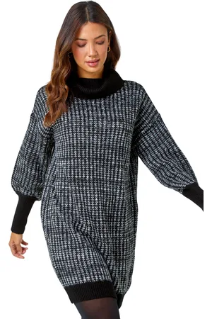 Roman Womens Contrast Roll Neck Jumper Dress - - Size 12 UK