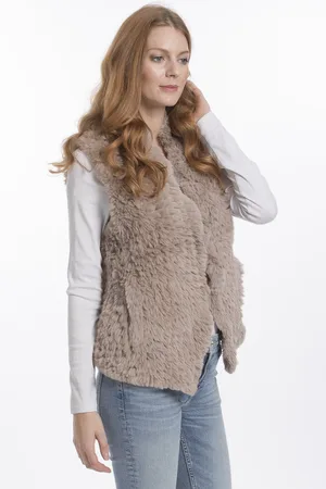 Jayley Womens Hand Knitted Faux Fur Gilet - - One Size