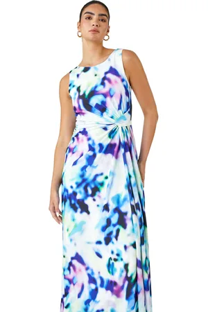 Ariella Womens Abstract Print Twist Drape Ruched Maxi Dress - - Size 12 UK