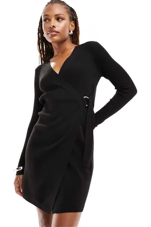 JDY Womens wrap knitted mini dress in - Size Small