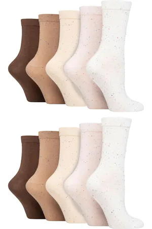 Wild Feet Womens - 10 Pack Ladies Bamboo Crew Socks with Dots, Leopard & Floral Pattern - Mix - - Size UK 4-8