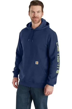 Carhartt Mens Polycotton Stretchable Sleeve Logo Hooded Sweatshirt Top - - Size Medium