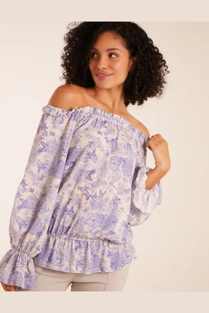 Blue Vanilla Womens Butterfly Floral Print Gypsy Chiffon Blouse - - Size Small/Medium