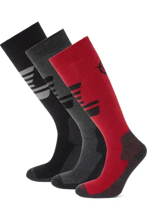Tog 24 Bergenz 3 Pack Mens Ski Socks Black/Chilli Red /Dark Grey Marl - One Size