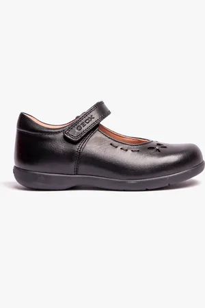 Geox NAIMARA G A Girls Leather Touch Fasten School Shoes - Size UK 1