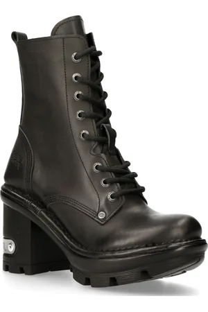 New Rock Womens Gothic Leather Biker Boots- NEOTYRE07X-S1 - Size EU 36