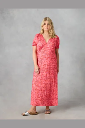 Live Unlimited London Womens Floral Jersey Shirred Cuff Maxi Dress - Size 26 UK