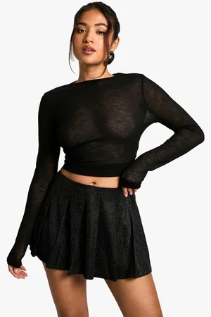 Boohoo Womens Petite Glitter Pleated Micro Mini Skirt - - Size 10 UK