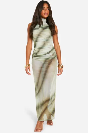 Boohoo Womens Printed Mesh Maxi Dress - - Size 14 UK