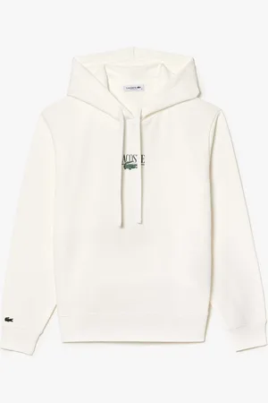 Lacoste Womens Relaxed-Fit Fleece Hoodie in Cotton - Size 6 UK
