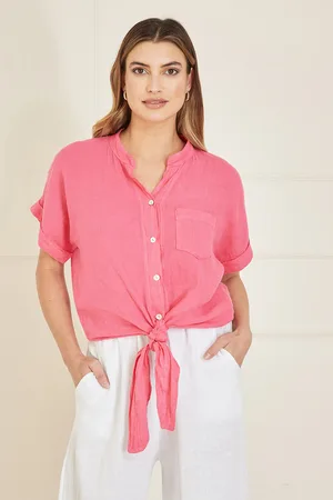Yumi Womens Italian Linen Shirt - Size Large
