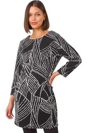 Roman Womens Abstract Print Pocket Detail Tunic Dress - - Size 18 UK