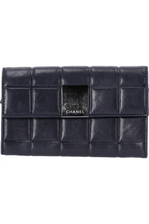 CHANEL Pre-owned Womens Chocolate Bar Long Wallet in Navy Blue Leather - One Size