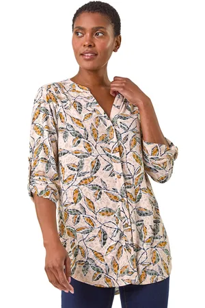 Roman Womens Button Detail Leaf Print Blouse - - Size 10 UK