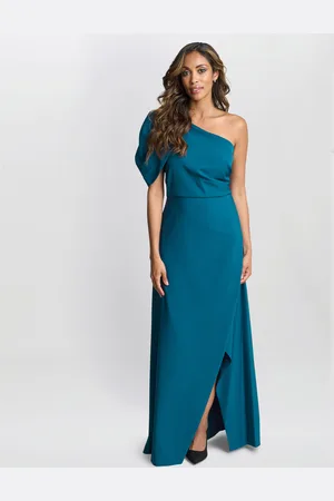 Gina Bacconi Womens Tori One Shoulder Stretch Crepe Maxi Dress - - Size 12 UK