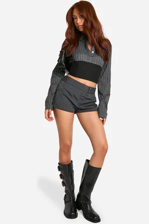 Boohoo Womens Tailored Pinstripe Micro Shorts - - Size 12 UK