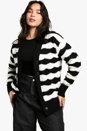 Boohoo Womens Plus Stripe Oversized Knitted Cardigan - - Size 20 UK