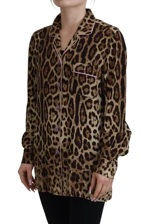 Dolce & Gabbana WoMens Leopard Print Long Sleeves Blouse Top Silk - Size X-Small