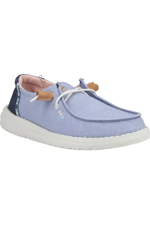 Hey dude Wendy Chambray Boho 100% Cotton WoMens Loafers - Size UK 8