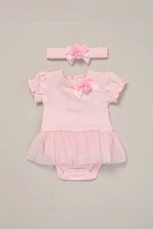 Rock a bye baby Rose Ribbon Detail All-In-One and Headband Outfit Set - - Size 0-3M