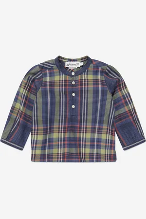 BONPOINT Baby Boys Polisson Tartan Shirt in Navy - - Size 1Y