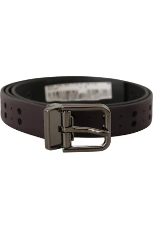 Dolce & Gabbana Mens Leather Perforated Metal Buckle Belt - Size 90 cm