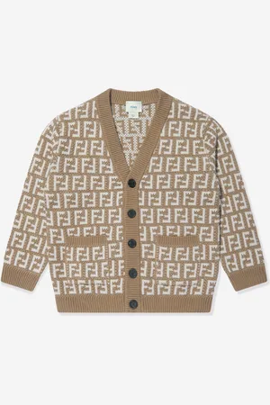 Fendi Kids Unisex Knitted FF Logo Cardigan in - Size 8Y