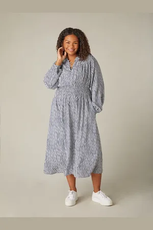Live Unlimited London Womens Leaf Shirred Waist Midaxi Dress - Size 12 UK