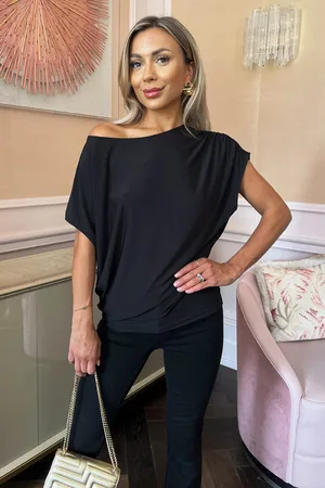 Ax Paris Womens Asymmetric Draped Top - Size 10 UK