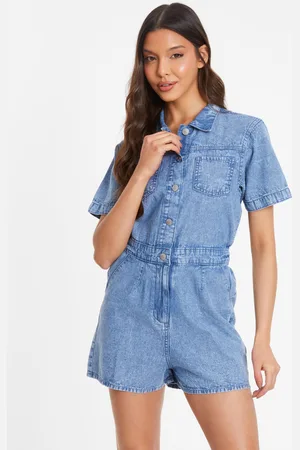 Quiz Womens Acid Wash Denim Playsuit - Size 8 UK