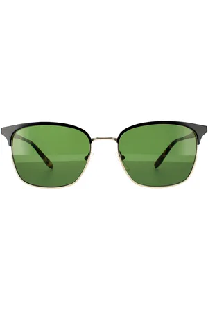 Salvatore Ferragamo Square Mens With Shiny Gold Tortoise Green Sunglasses - One Size