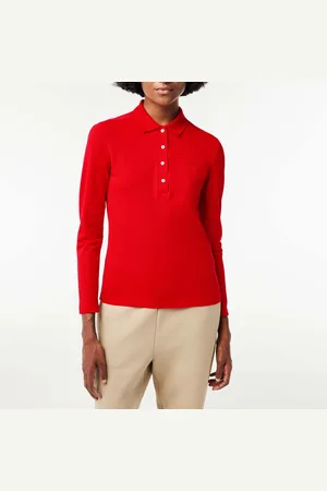 Lacoste Womens L.12.D Slim Fit Stretch Mini Piqué Polo Shirt in Cotton - Size 14 UK