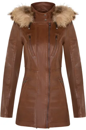 Infinity Womens Slim Fit Hooded Parka Jacket-Northam - Lamb Leather - Size 12 UK