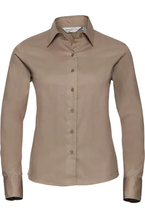 Russell Athletic Collection Womens/Ladies Long Sleeve Classic Twill Shirt Cotton - Size X-Small