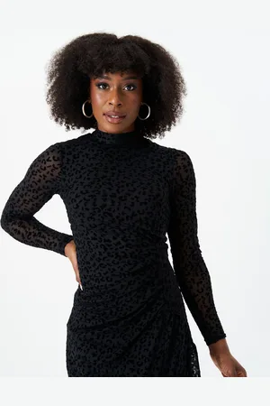 Gini London Womens Animal Devore High Neck Midi Dress - Size 16 UK