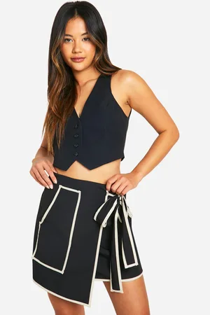 Boohoo Womens Contrast Trim Wrap Mini Skirt - - Size 6 UK